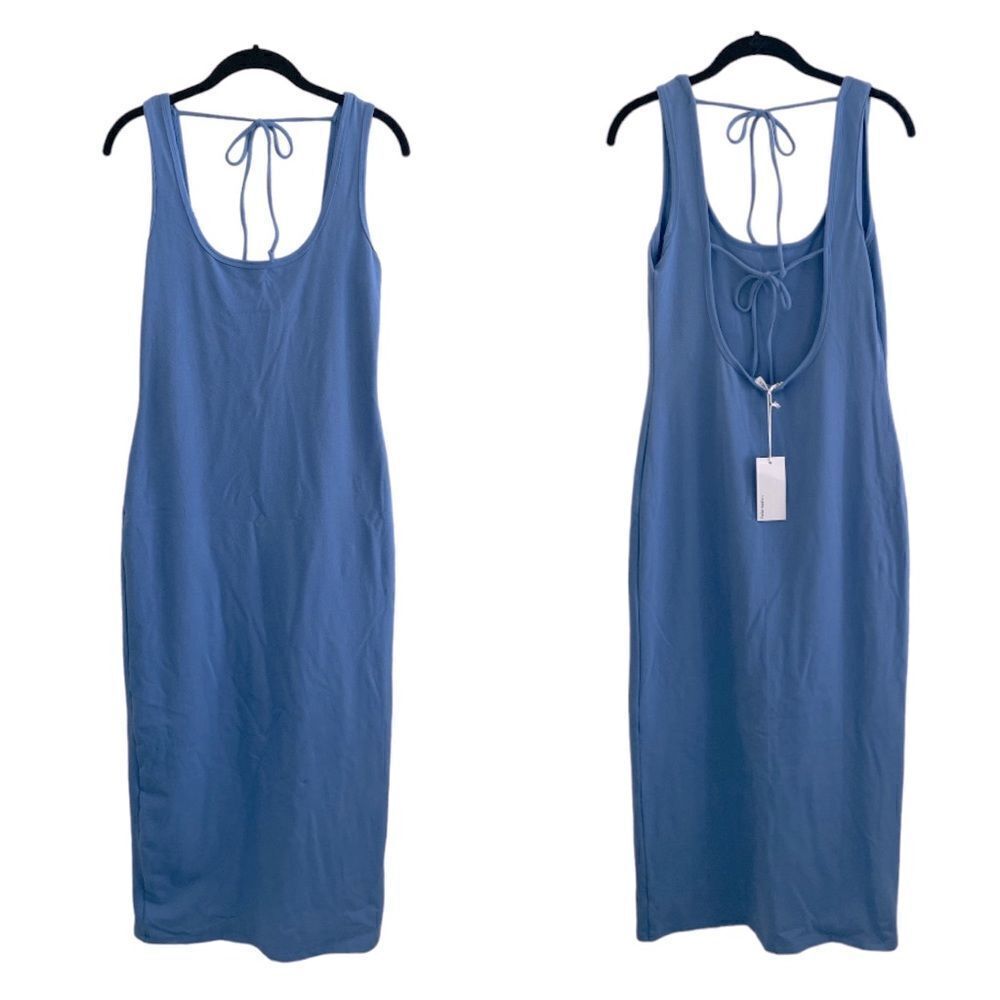 NWT Reformation Nero Midi Knit Dress in Dusk Blue Large